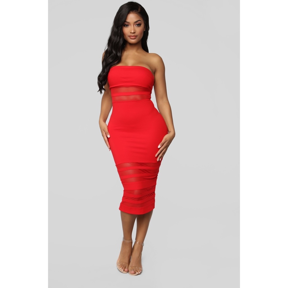 Fashion Nova A Little Meshed Up Midi Dress - L
